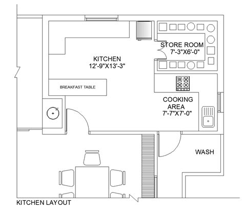 Kitchen structure detail 2d view layout plan - Cadbull