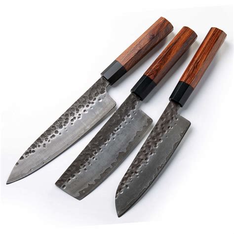 Handmade Japanese Knife Set of 3 Knives - AUS10 Steel Chef Knife ...