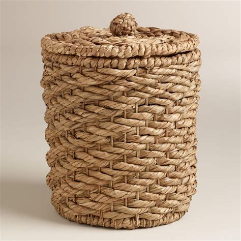 Natural Water Hyacinth Lidded Round Ava Basket | Water hyacinth, Basket, Large basket with lid