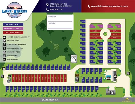 Lake Ozarks RV Resort in Osage Beach, MO Park Map