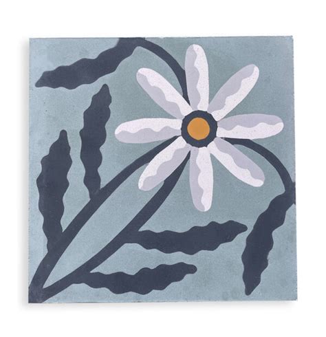 Montauk Daisy handmade cement tile - Grow House Grow