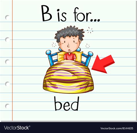 Flashcard letter b is for bed Royalty Free Vector Image