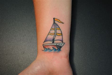 Small sailboat tattoo with "I am not afraid of storms for I am learning how to sail my ship ...