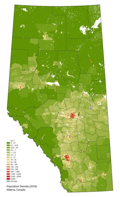 Alberta population density (2016) : r/MapPorn