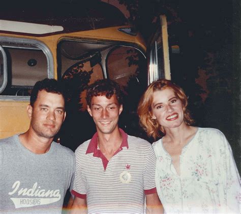 Candid photo during the making of "A League of Their Own", 1992. L to R: Tom Hanks, Neal Wathen ...