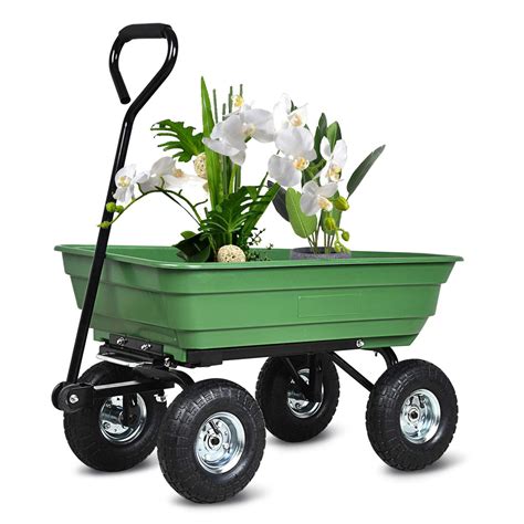 SUNCOO Dump Garden Cart with Heavy Duty Poly Garden Utility Yard Wagon ...