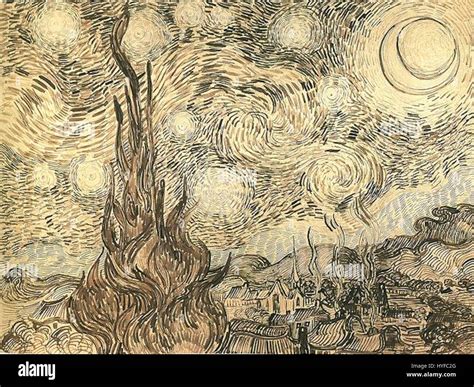 Van Gogh Starry Night Drawing Stock Photo - Alamy