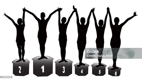 Winners On Winners Podium Body Silhouette Vector Stock Illustration - Download Image Now - Adult ...