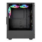 Gaming PC Computer Case RGB LED Mid Tower ATX Tempered Glass 6x Halo Ring Fans | eBay
