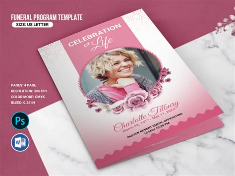 Floral Funeral Program Template by Retrographix on Dribbble