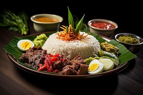 Premium AI Image | Spicy and flavorful nasi padang with beef background