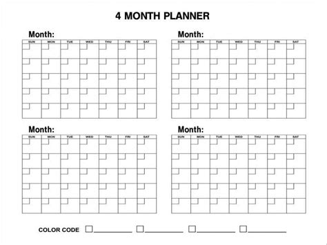 Printable 4 Month Calendar Template | Example Calendar Printable