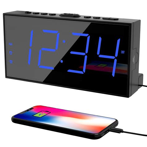 Buy Digital Dual Alarm Clock for Bedroom, Large Display Bedside with Battery Backup, USB Phone ...