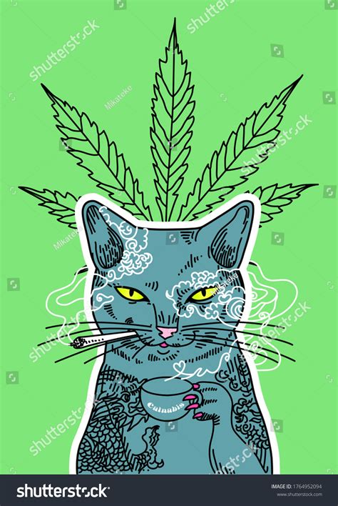 Weed Cat Drawing