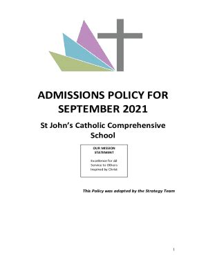 Fillable Online Mission Statement - St John's Catholic Comprehensive ...