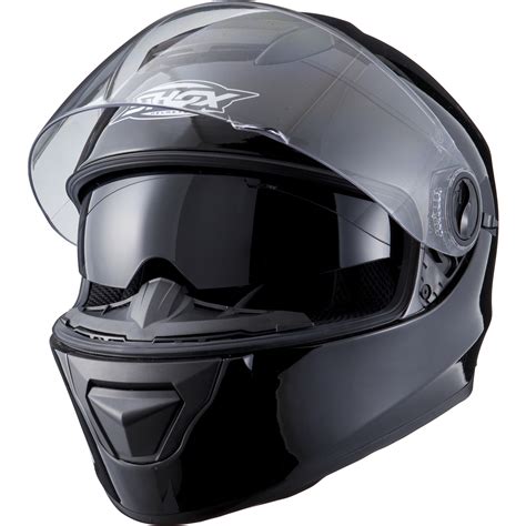 Shox Assault Solid Black Motorcycle Helmet Motorbike Full Face Inner ...