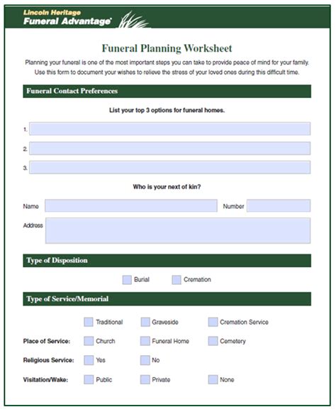 Funeral Planning Checklist from Funeral Advantage - Lincoln Heritage®