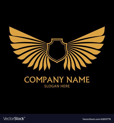 Golden wings logo design template Royalty Free Vector Image