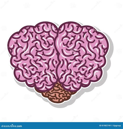 Brain Silhouette Light Purple Color with Top View Stock Illustration - Illustration of organ ...