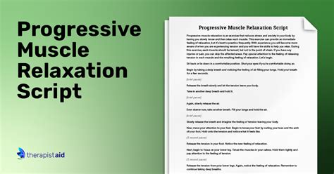 Progressive Muscle Relaxation Script (Worksheet) | Therapist Aid