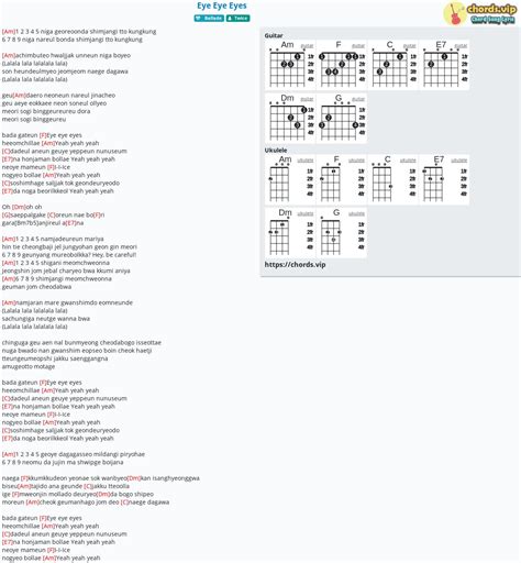 Chord: Eye Eye Eyes - tab, song lyric, sheet, guitar, ukulele | chords.vip