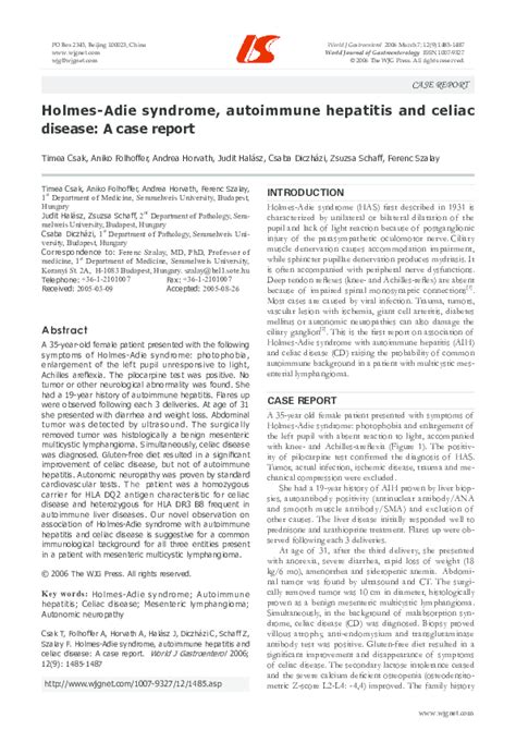 (PDF) Holmes-Adie syndrome, autoimmune hepatitis and celiac disease: A ...