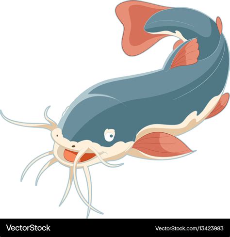 Cartoon smiling catfish Royalty Free Vector Image