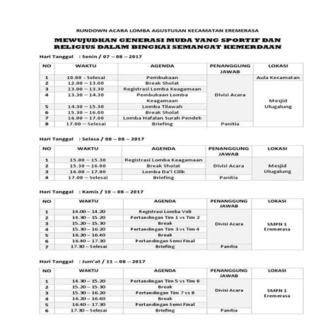 Apa Itu Rundown Acara - Tips dan Fakta Unik Menarik