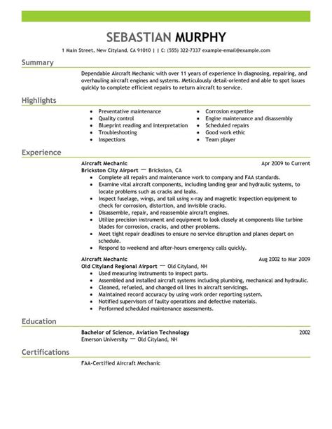 Professional Aircraft Mechanic Resume Examples