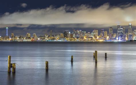 seattle, Washington, Puget, Sound, Night, City Wallpapers HD / Desktop ...