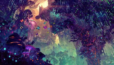 Glowing Forest Colorful Digital Drawing 4k, HD Artist, 4k Wallpapers, Images, Backgrounds ...