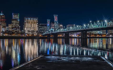 Download wallpapers Portland, Hawthorne Bridge, night, buildings ...