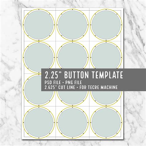 Instant Download 2.25 Button Template 2.625 cut line | Etsy