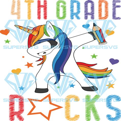 4th grade rock svg back to school svg, unicorn svg, students svg