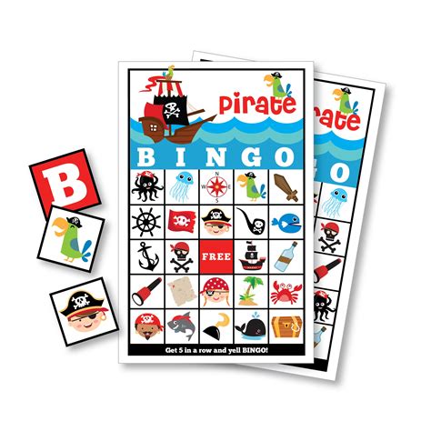 Pirate BINGO Game, 24 different bingo cards, Kid's Printable Bingo Game, Kids, Boys Pirate Party ...