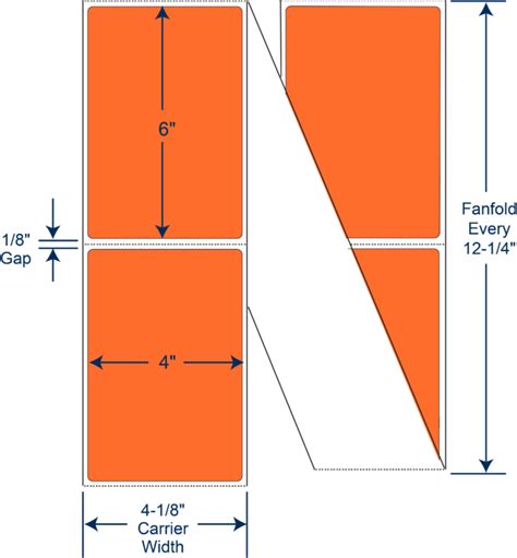 4" x 6" Orange Direct Thermal Fanfold Labels - Continental Datalabel