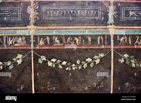 Roman fresco wall decorations of the Triclinium C, Villa Farnesia, Rome. Museo Nazionale Romano ...