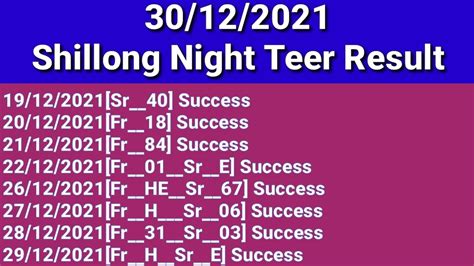 30/12/2021 shillong night teer formula||night teer result||night teer ...