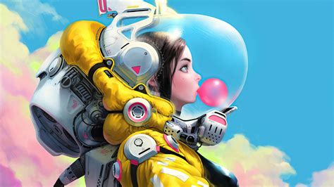 Cosmic Bubblegum Astronaut in 4K by Wenjuinn Png