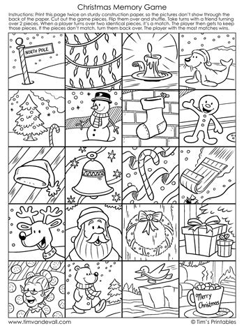 Christmas Memory Game PDF Printable - Tim's Printables