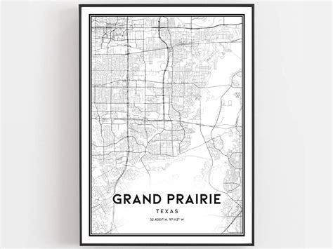 Grand Prairie Map Print Grand Prairie Map Poster Wall Art Tx | Etsy