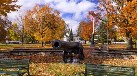 Fall foliage from the town green in Bristol Vermont. Photograph by New ...