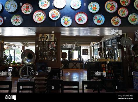 Interior design and decoration of Thai restaurant decorated with wooden ...