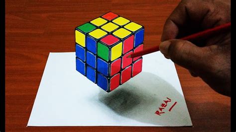 Tuto 2 : How to draw 3d illusion Rubik's cube | dessin 3d | Comment ...