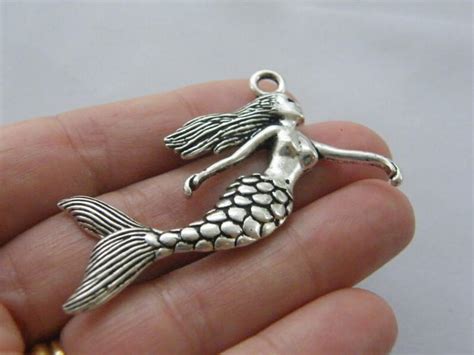 BULK 5 Mermaid Charms Antique Silver Tone FF658 - Etsy