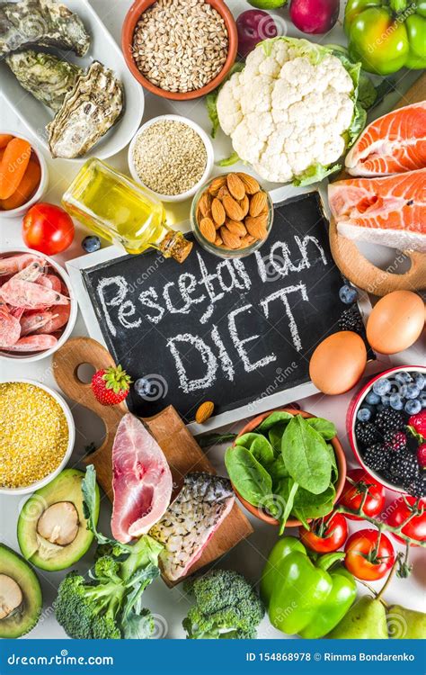 Pescetarian Diet Plan Ingredients Stock Photo - Image of blooded, home ...