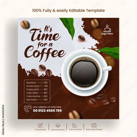 Social media posts for Coffee shop banner ads template design, cafe restaurant square flyer or ...