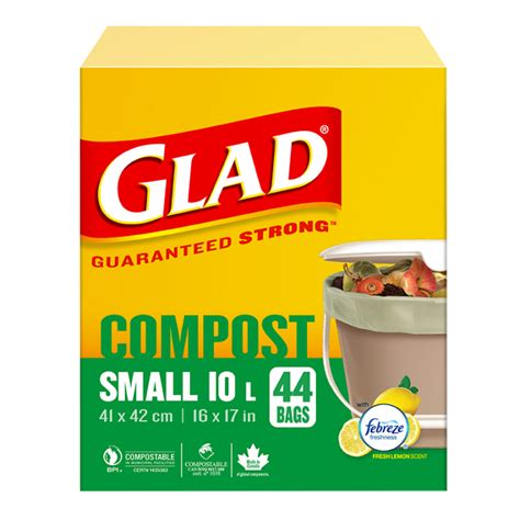 Glad® 100% Compostable Bags – Small 10 Litres, Lemon Scent, 44 Compost Bags | Glad Canada