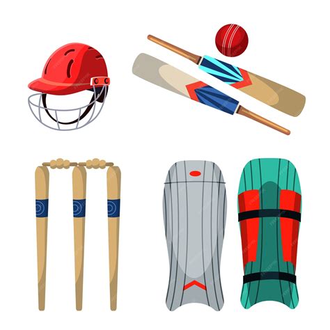 Premium Vector | Cricket equipment illustrations set, protective helmet ...