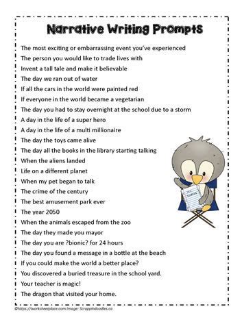 Narrative-Writing-Prompts Worksheets